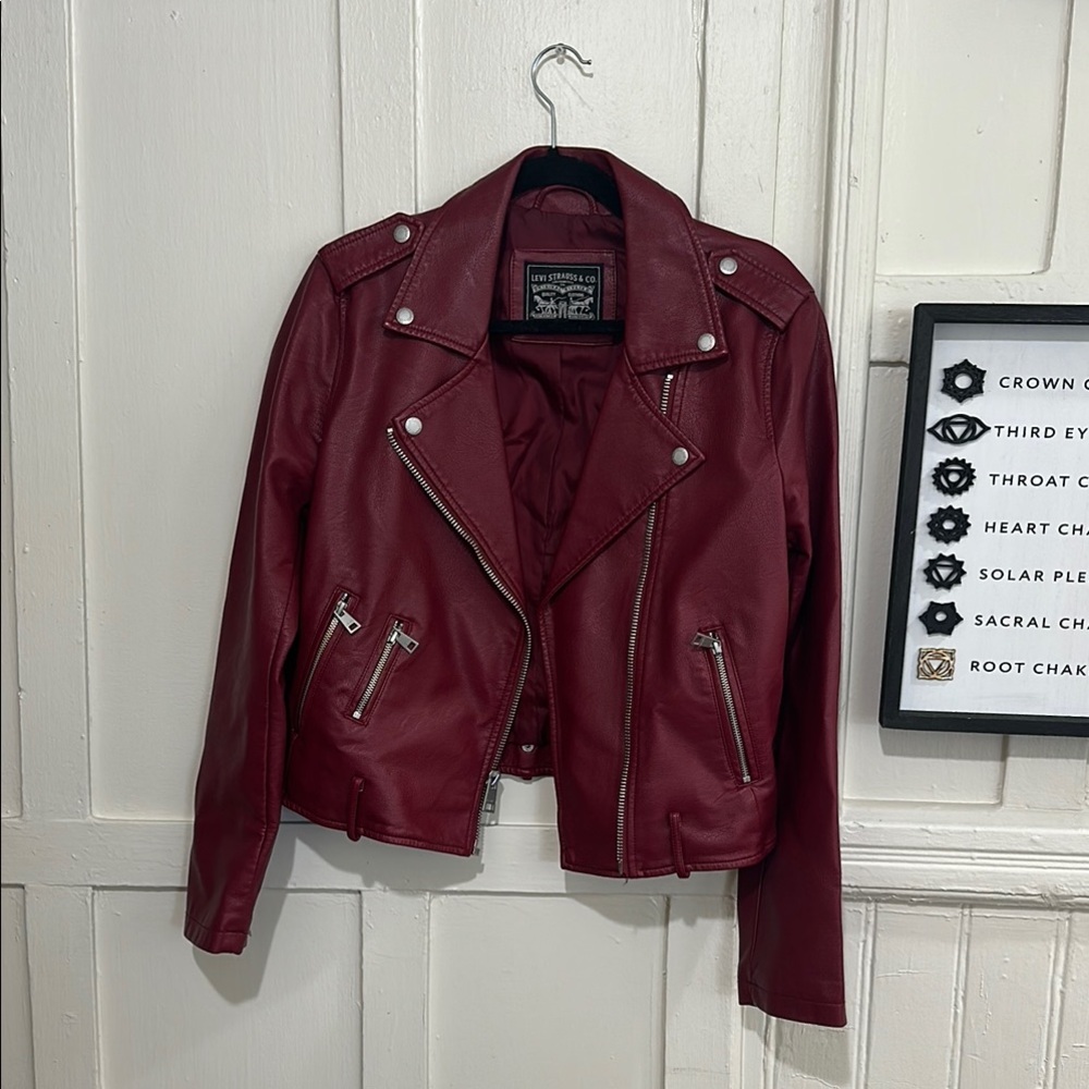 Levi's Red Leather Jacket with Silver Accents